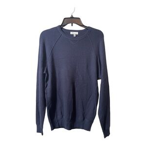 𝅺PETER MILLAR CROWN MEN'S COTTON MERINO CREW SWEATER in navy blue